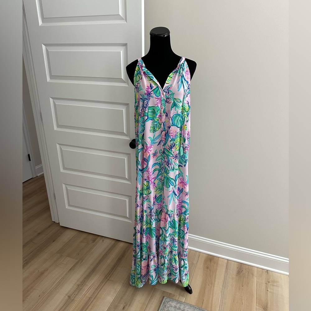 Lilly Pulitzer Floral Maxi Dress - Pink, Green, Blue